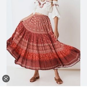 Spell X Tuula Gypsiana Red Maxi Skirt size L EUC